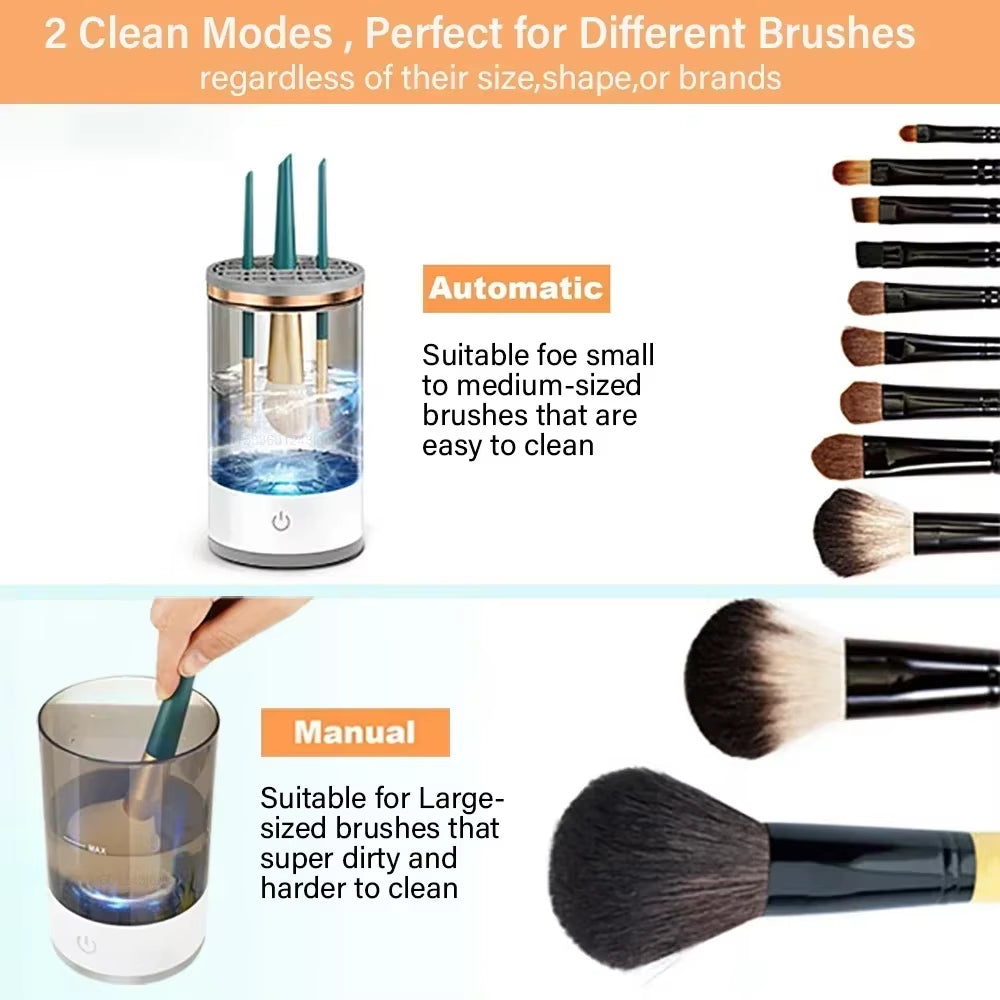3 in 1 Electric Makeup Brush Cleaner Automatic Spinner Makeup Brush Holder Stand Women Lazy Cleaning Brush Washer Quick Dry Tool