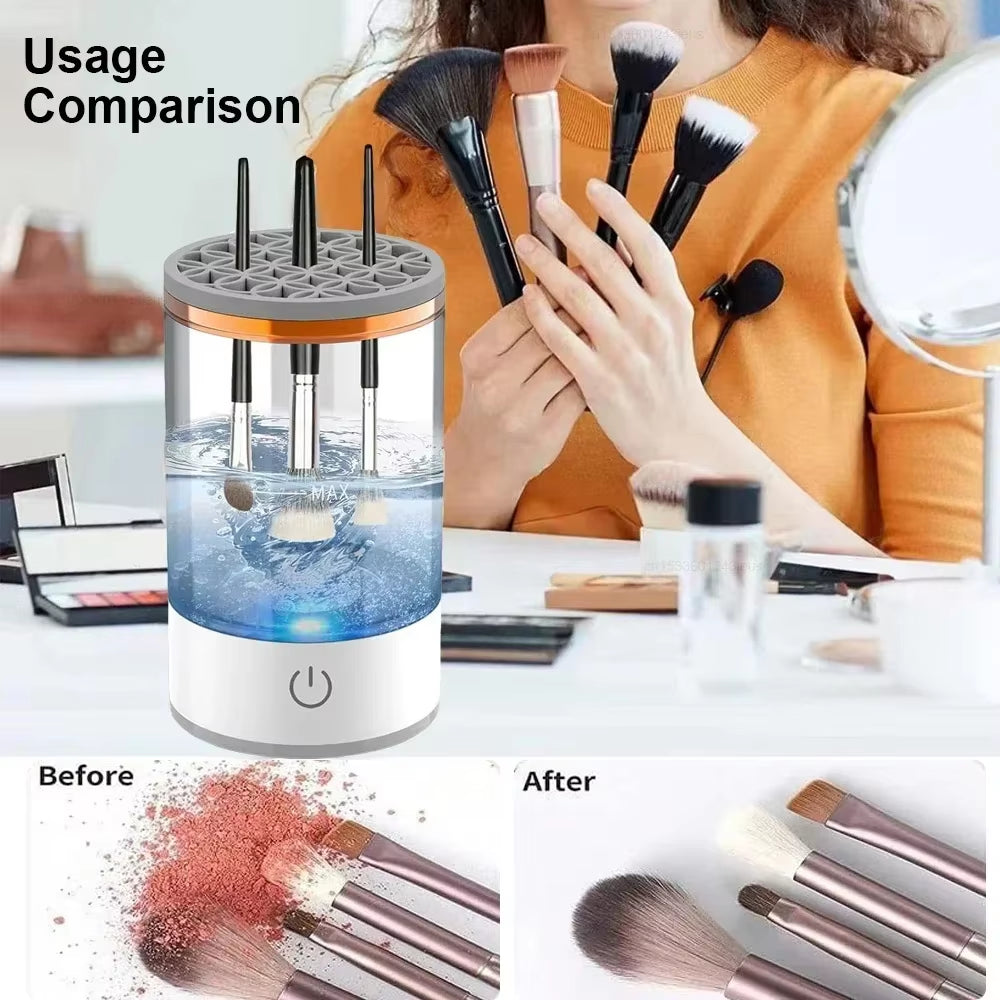 3 in 1 Electric Makeup Brush Cleaner Automatic Spinner Makeup Brush Holder Stand Women Lazy Cleaning Brush Washer Quick Dry Tool