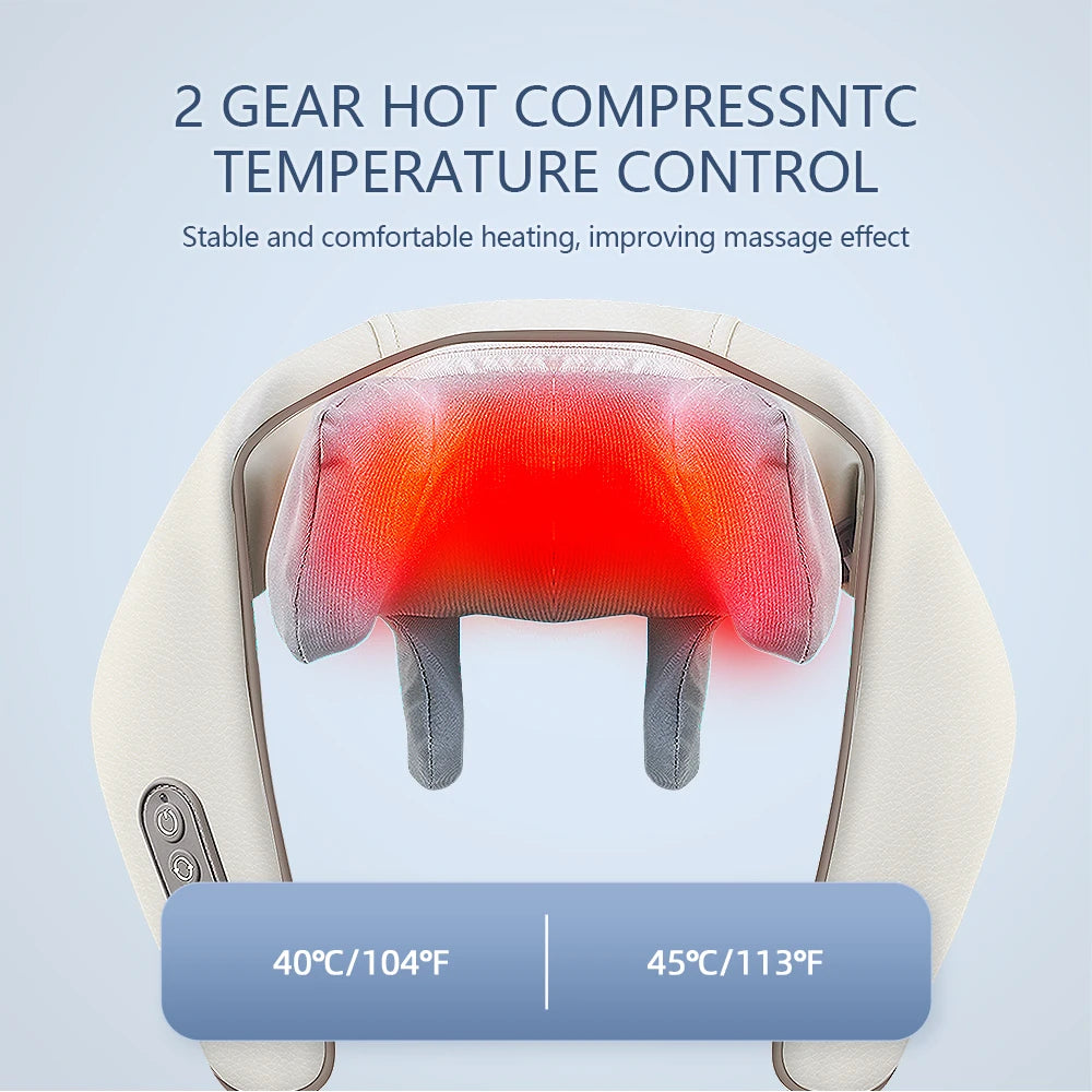 26W Brushless Motor Neck and Shoulder Massager Wireless Shoulder and Back Kneading Massage Shawl Neck Masajeador