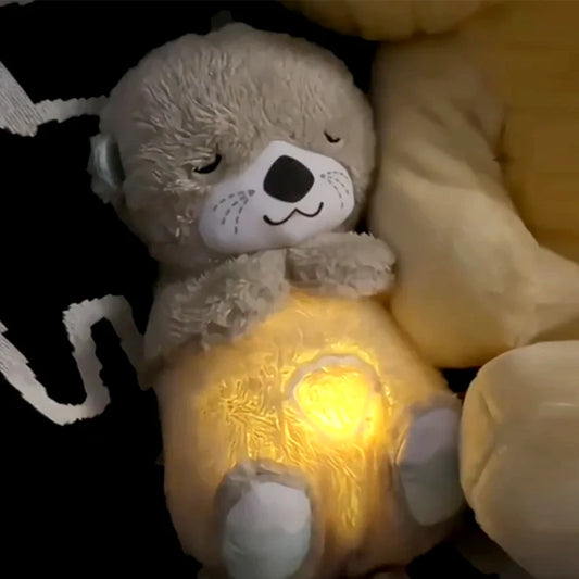 Breathing Glowing Cute Little Otter Doll Breathing Koala Elephant Baby Lulls to Sleep Cute Sleeping Doll Music Early Education